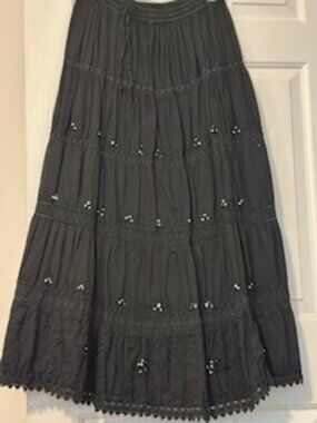 Black Boho Maxi skirt Sz M